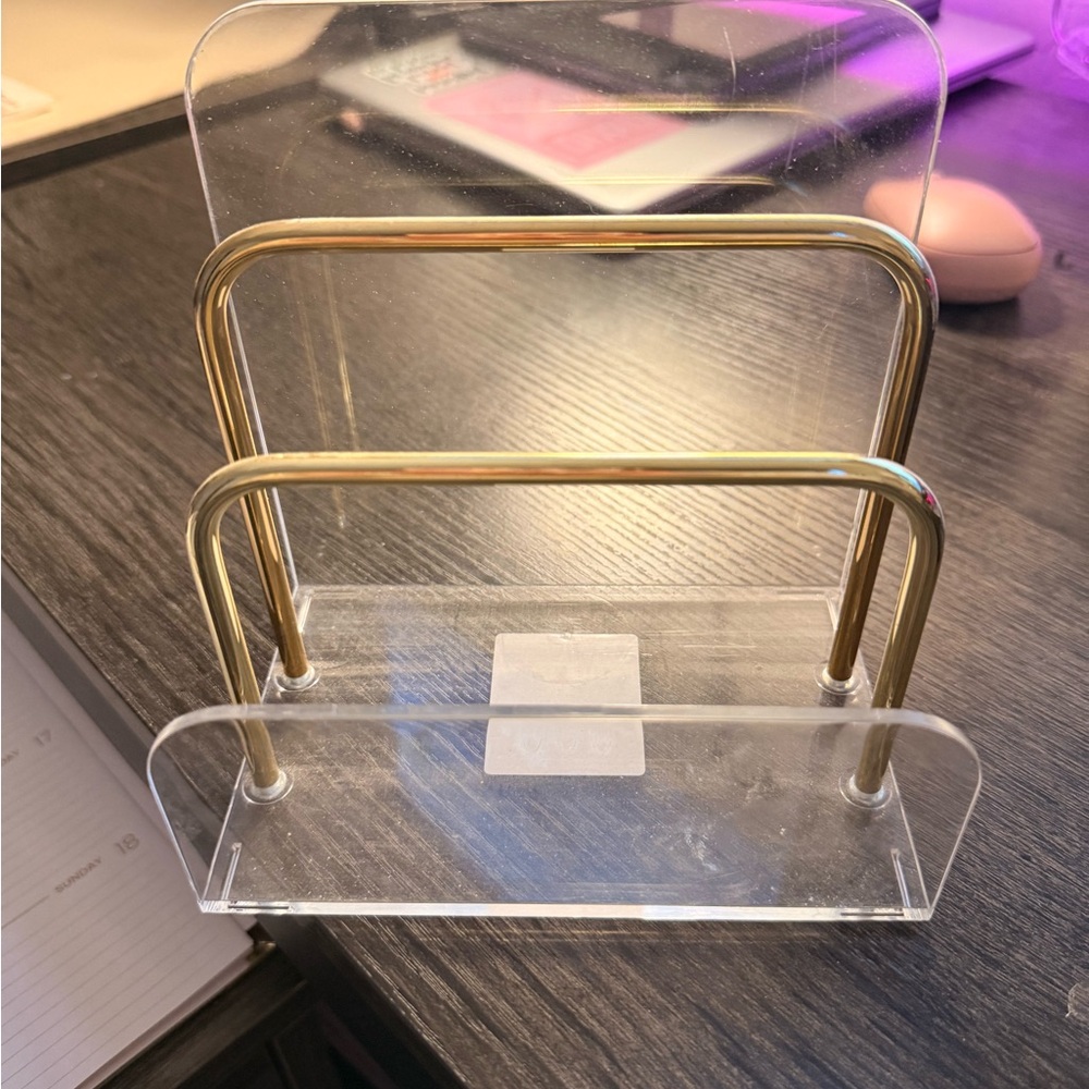 Gold and Clear Acrylic Letter Holder